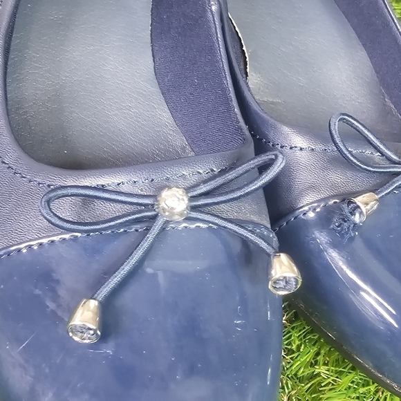 New BLACK RIVET Vanessa Wedge Flats In Blue Size 10W - Picture 12 of 12